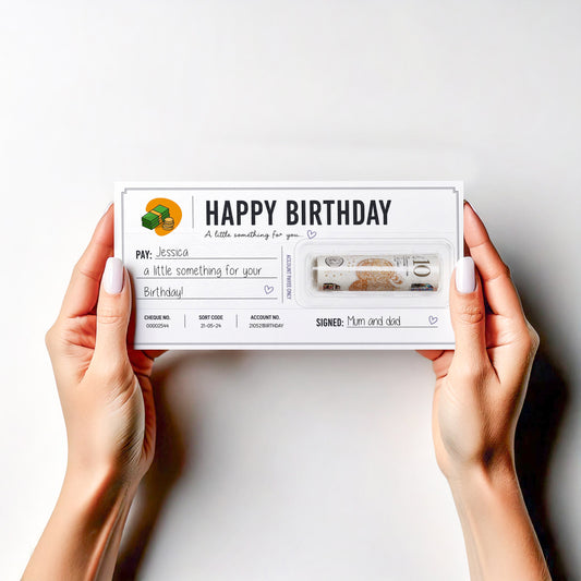 Personalised Birthday Money Holder Card Cash Gift Wallet Cheque Money Gift Him Her