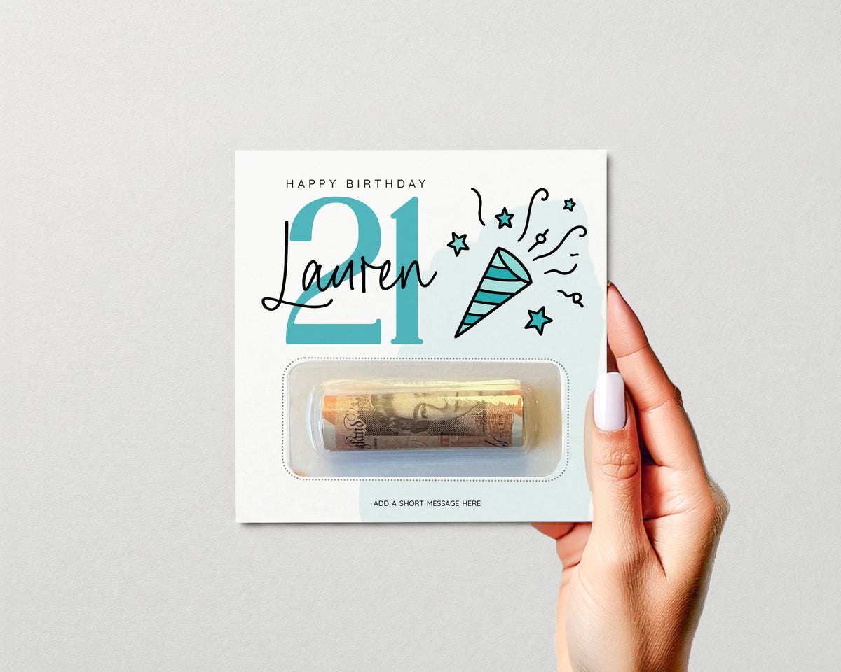 Personalised Birthday Money Holder, Any Age Cash Gift Card, Choose Your Design, Men Women Kids