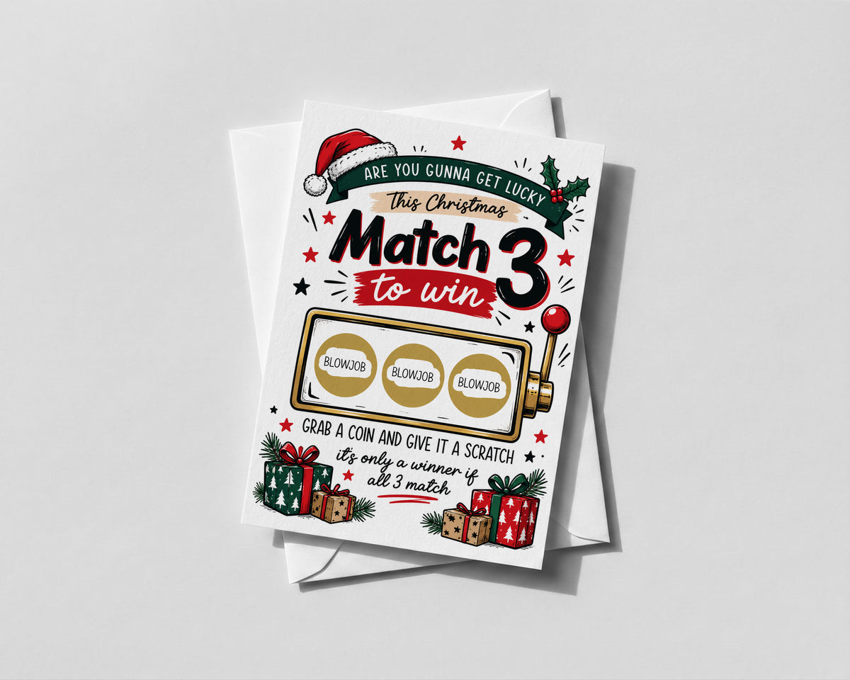 Funny Rude Christmas Scratch Off Card For Him Naughty Match 3 Husband Boyfriend
