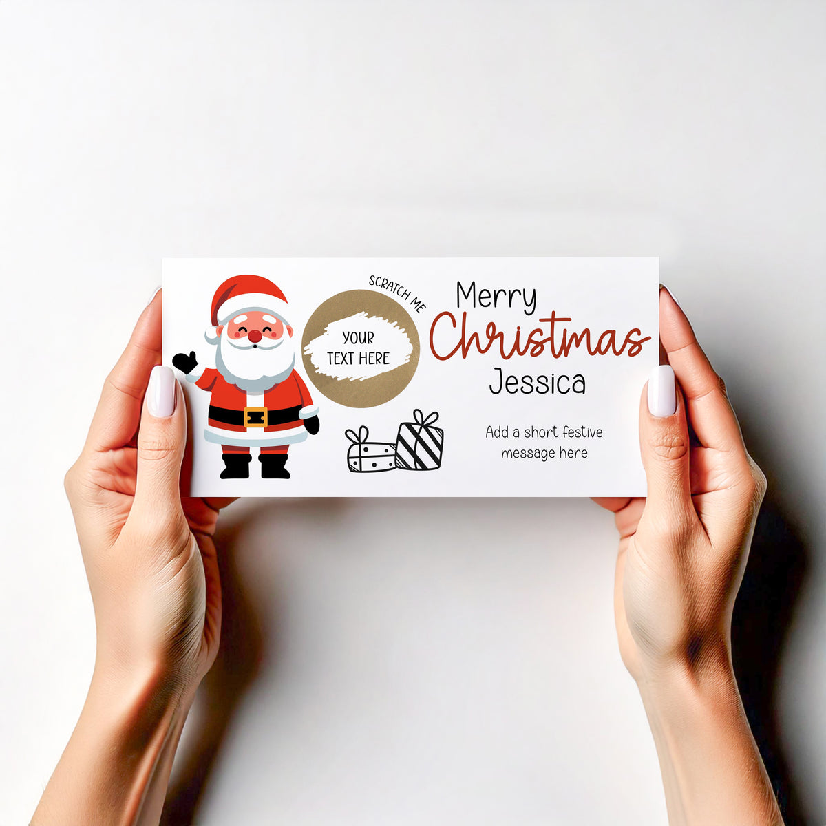 Personalised Christmas Scratch-Off Gift Card – Surprise Reveal Lucky Ticket Voucher Xmas Gift Idea for Friends & Family