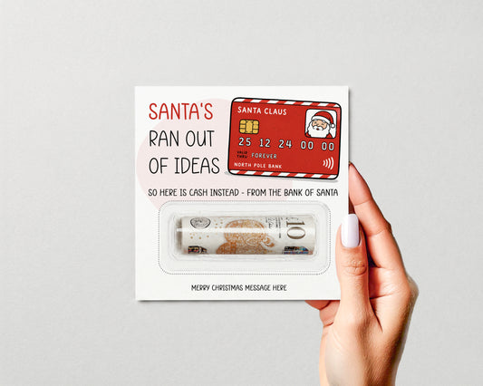 Personalised Christmas Money Holder Card, Santa Cash Gift Wallet, Festive Stocking Filler