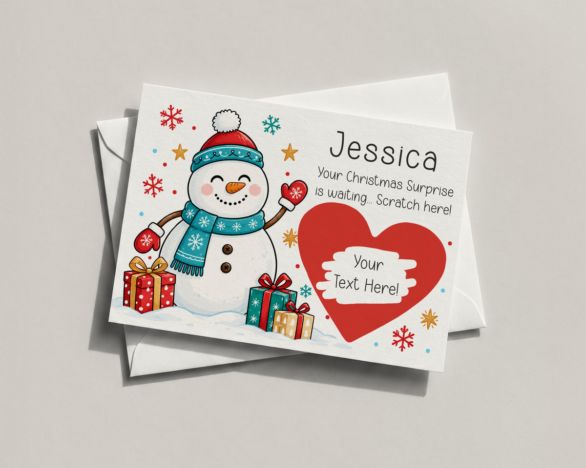 Personalised Kids Christmas Scratch Off Card Surprise Gift Holiday Ticket Reveal
