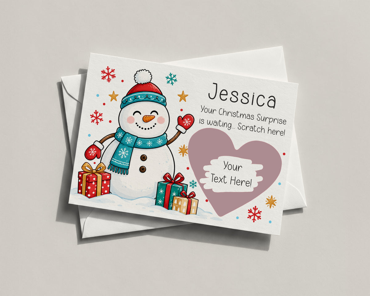 Personalised Kids Christmas Scratch Off Card Surprise Gift Holiday Ticket Reveal