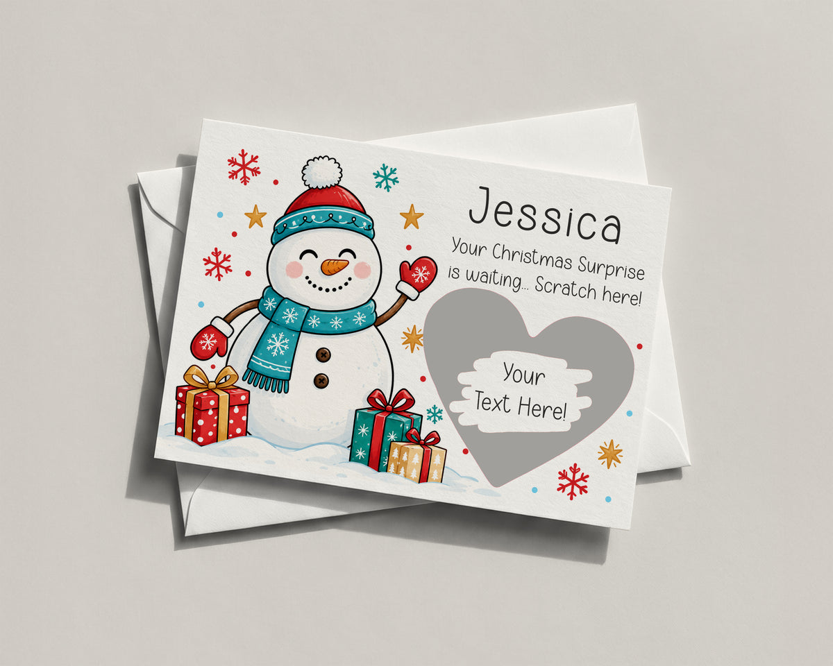 Personalised Kids Christmas Scratch Off Card Surprise Gift Holiday Ticket Reveal