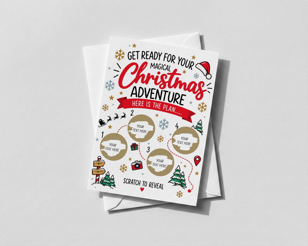 Personalised Christmas Scratch Off Card Surprise Trip Holiday Experience Gift Reveal