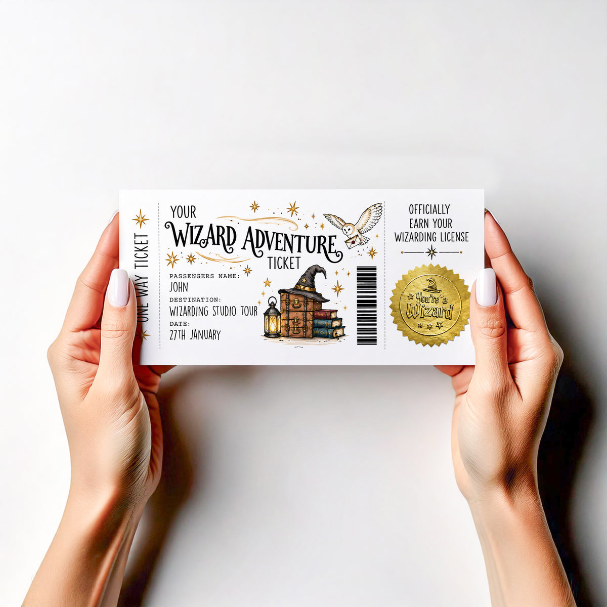 Personalised Wizard Experience Reveal Ticket Magical Studio Tour Surprise Gift