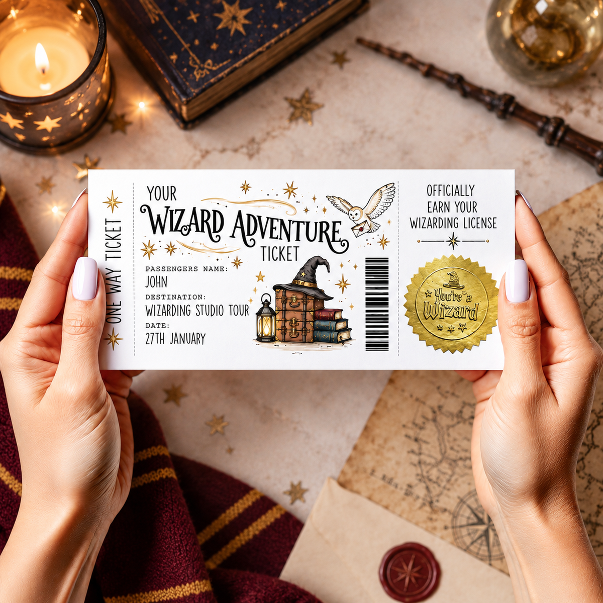 Personalised Wizard Experience Reveal Ticket Magical Studio Tour Surprise Gift