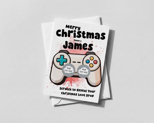 Personalised Christmas Gamer Scratch Card Loot Drop For him Kids Teens Surprise