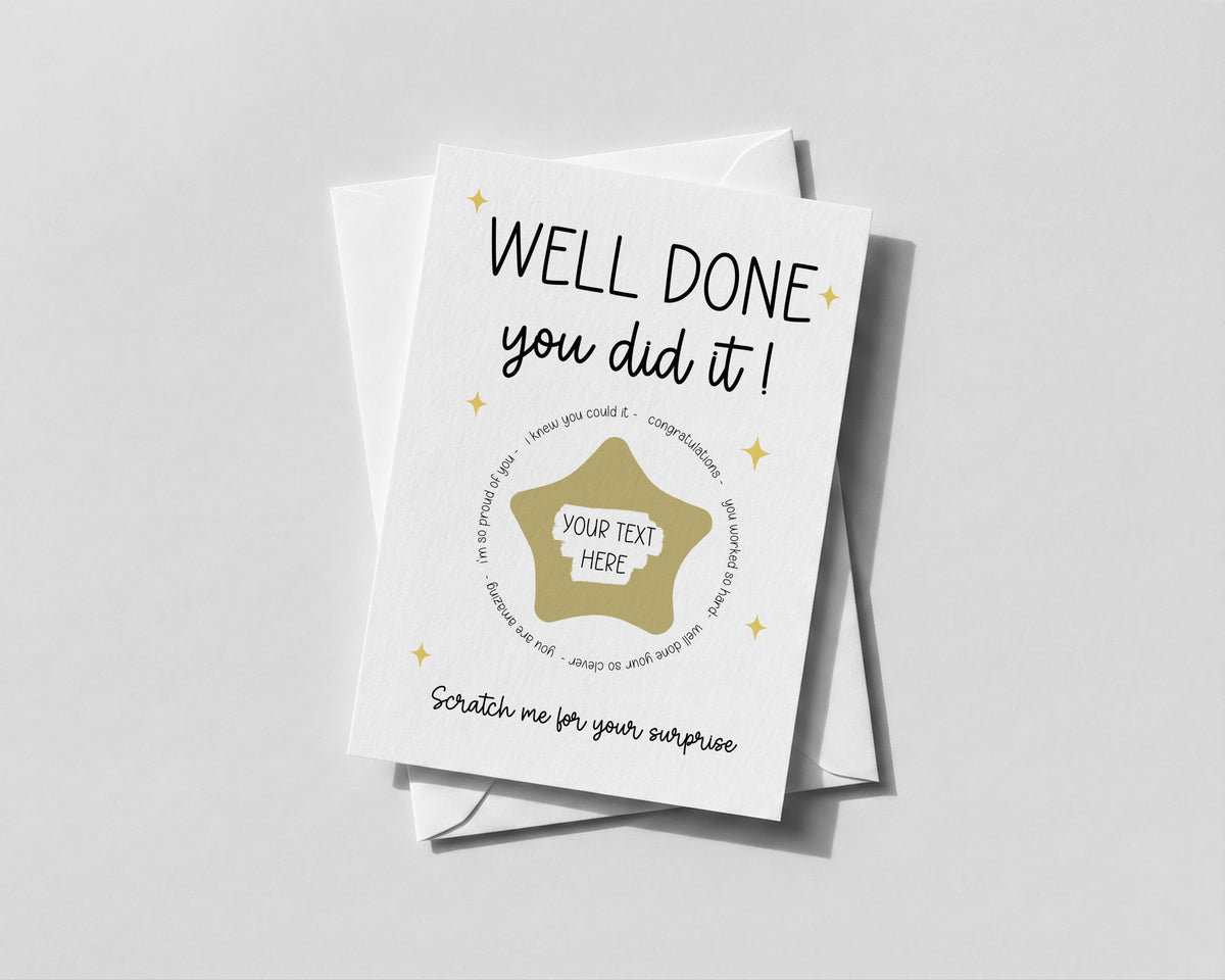 Personalised Well Done Scratch Off Card • Congratulations Reveal • Any Occasion Gift