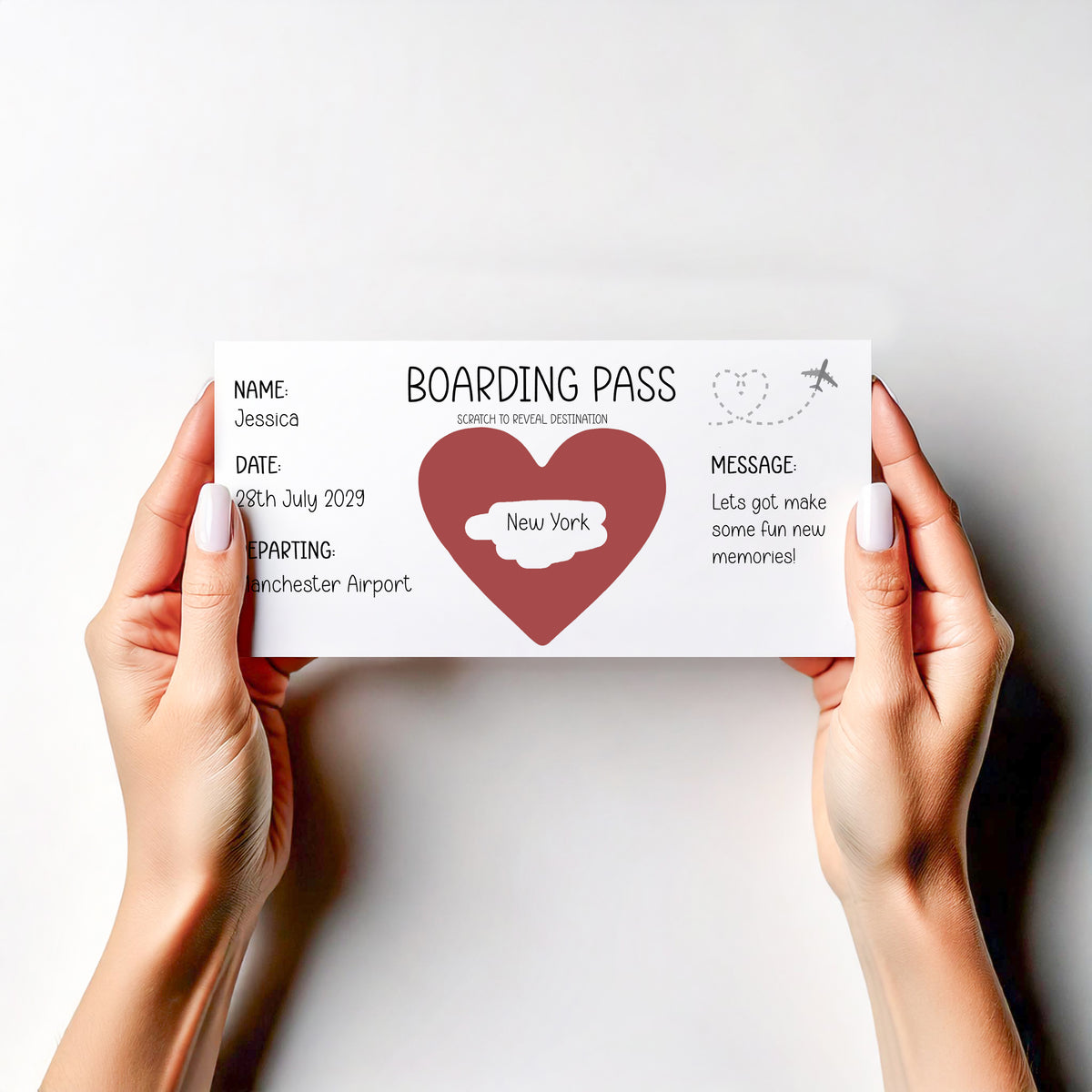 Personalised Scratch‑Off Boarding Pass | Surprise Trip Reveal Card | Holiday Announcement
