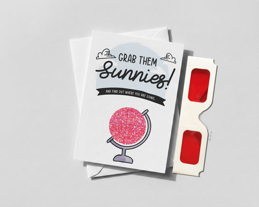 Personalised Holiday Reveal Card Surprise Trip Gift Secret Message Red Glasses Travel