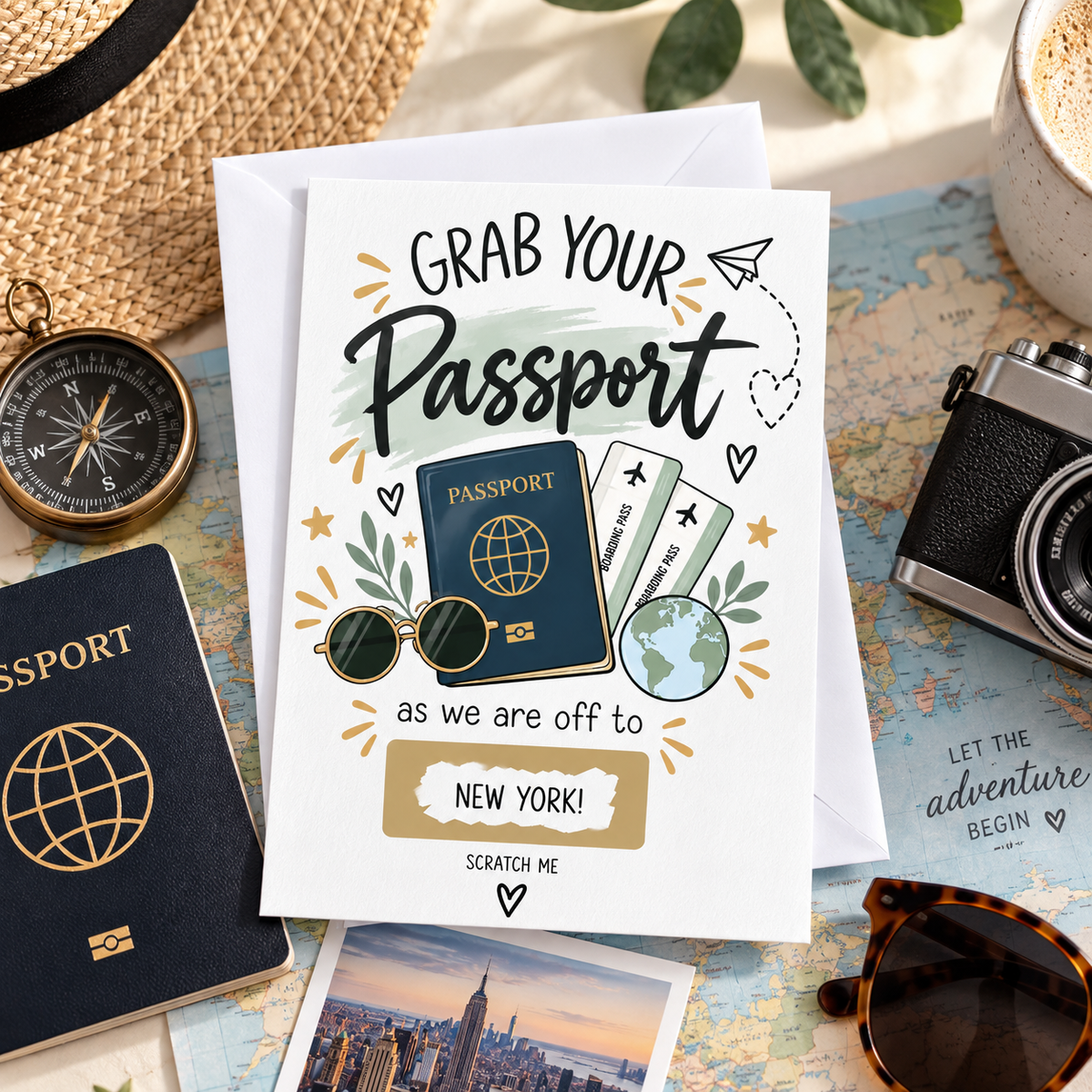 Personalised Holiday Reveal Scratch Off Card Surprise Trip Travel Destination Gift