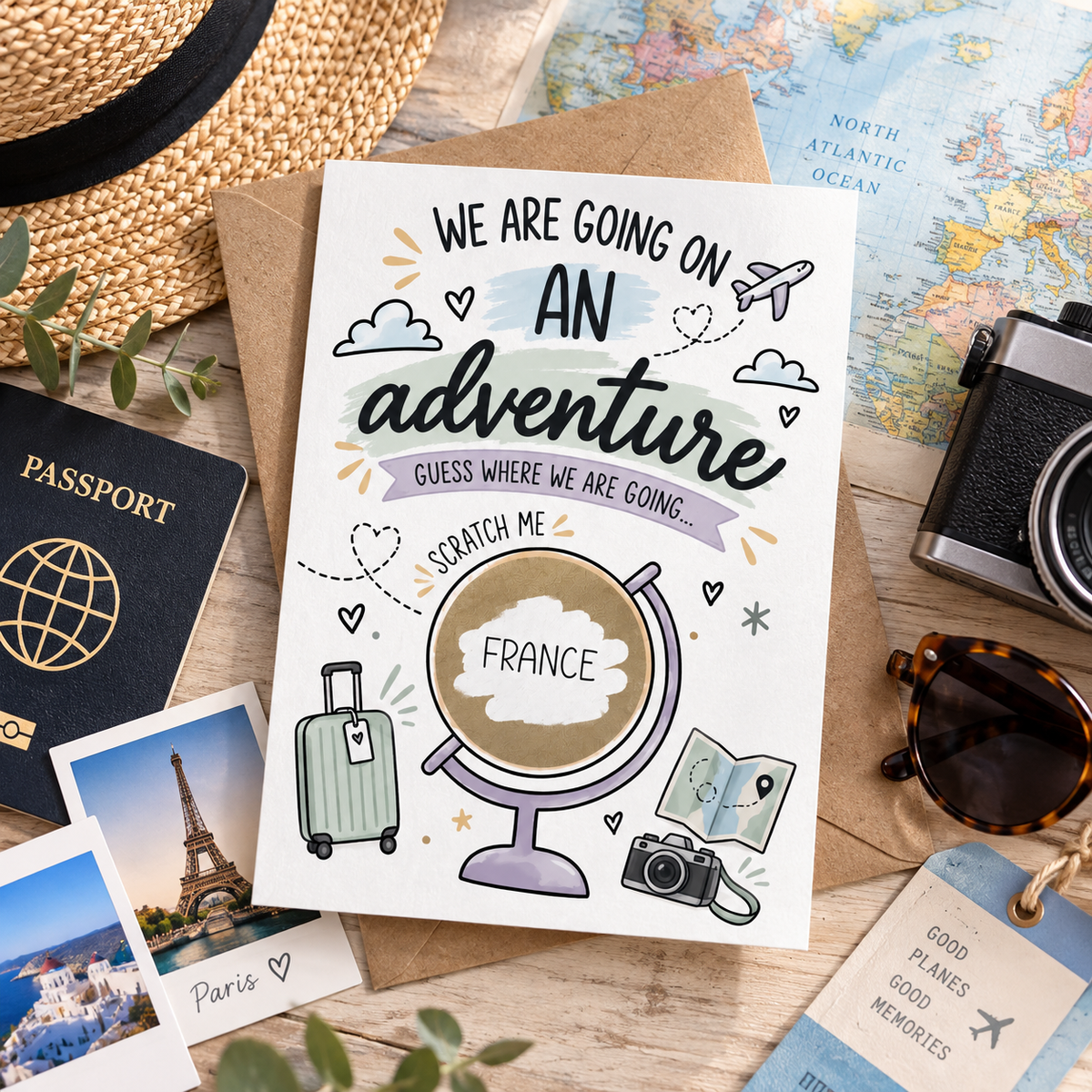 Personalised Holiday Reveal Scratch Off Card Surprise Trip Destination Travel Gift