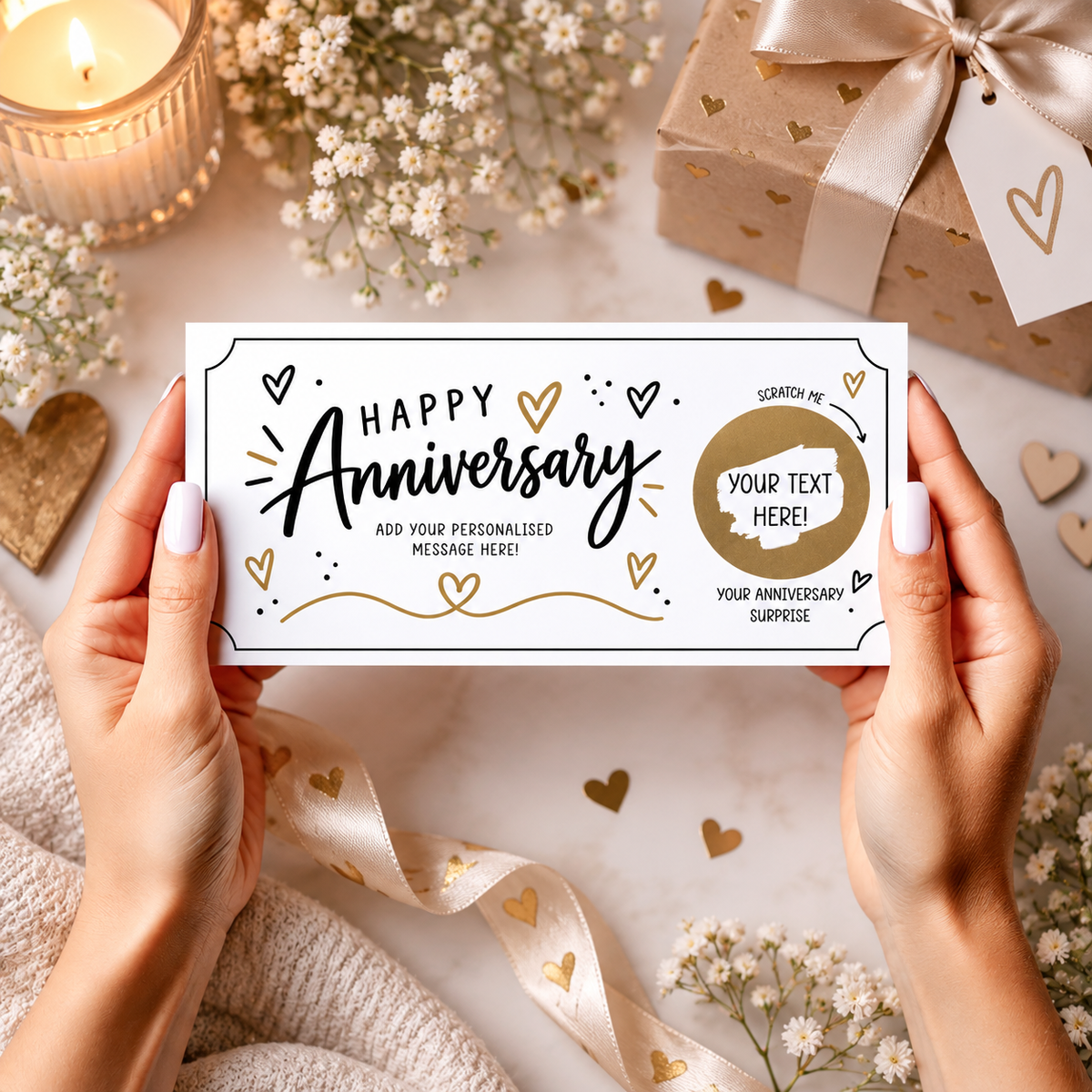 Personalised Anniversary Scratch Off Card Surprise Gift Experience Reveal Card