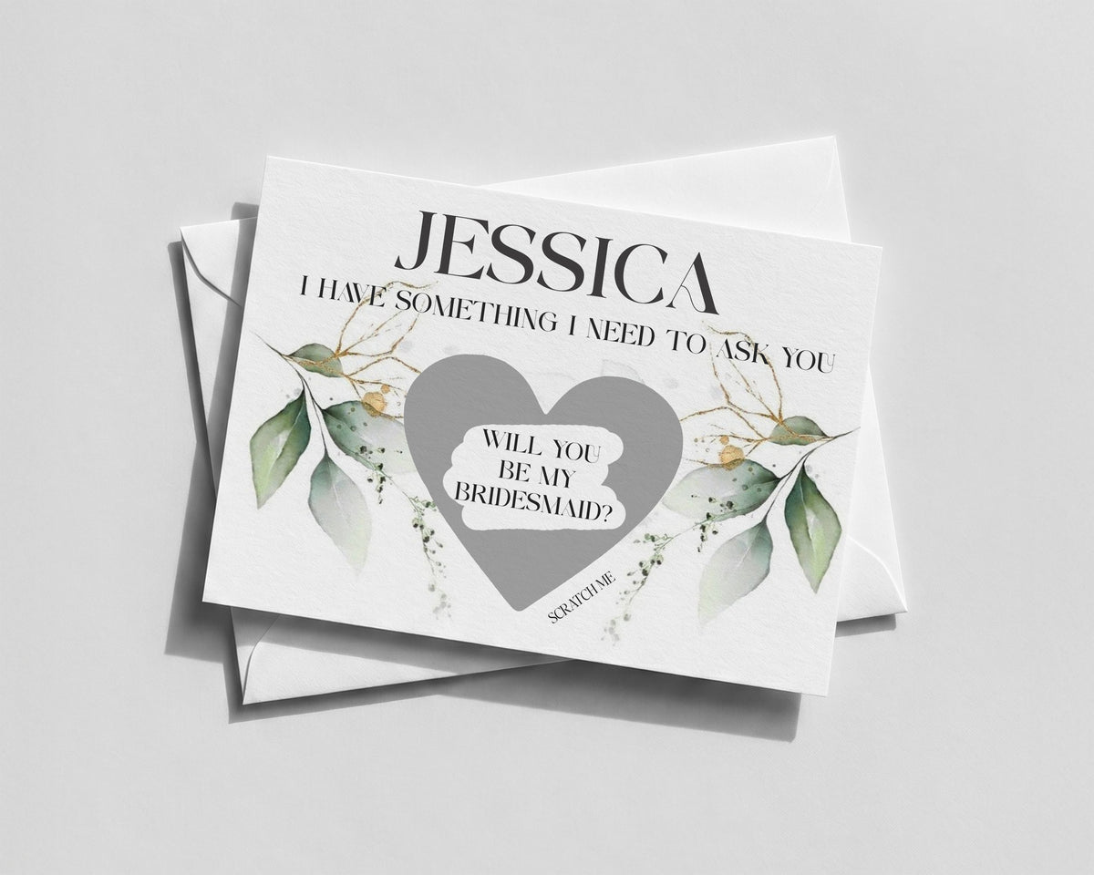 Personalised Bridesmaid Reveal Card • Floral Scratch‑Off Proposal • Maid of Honour