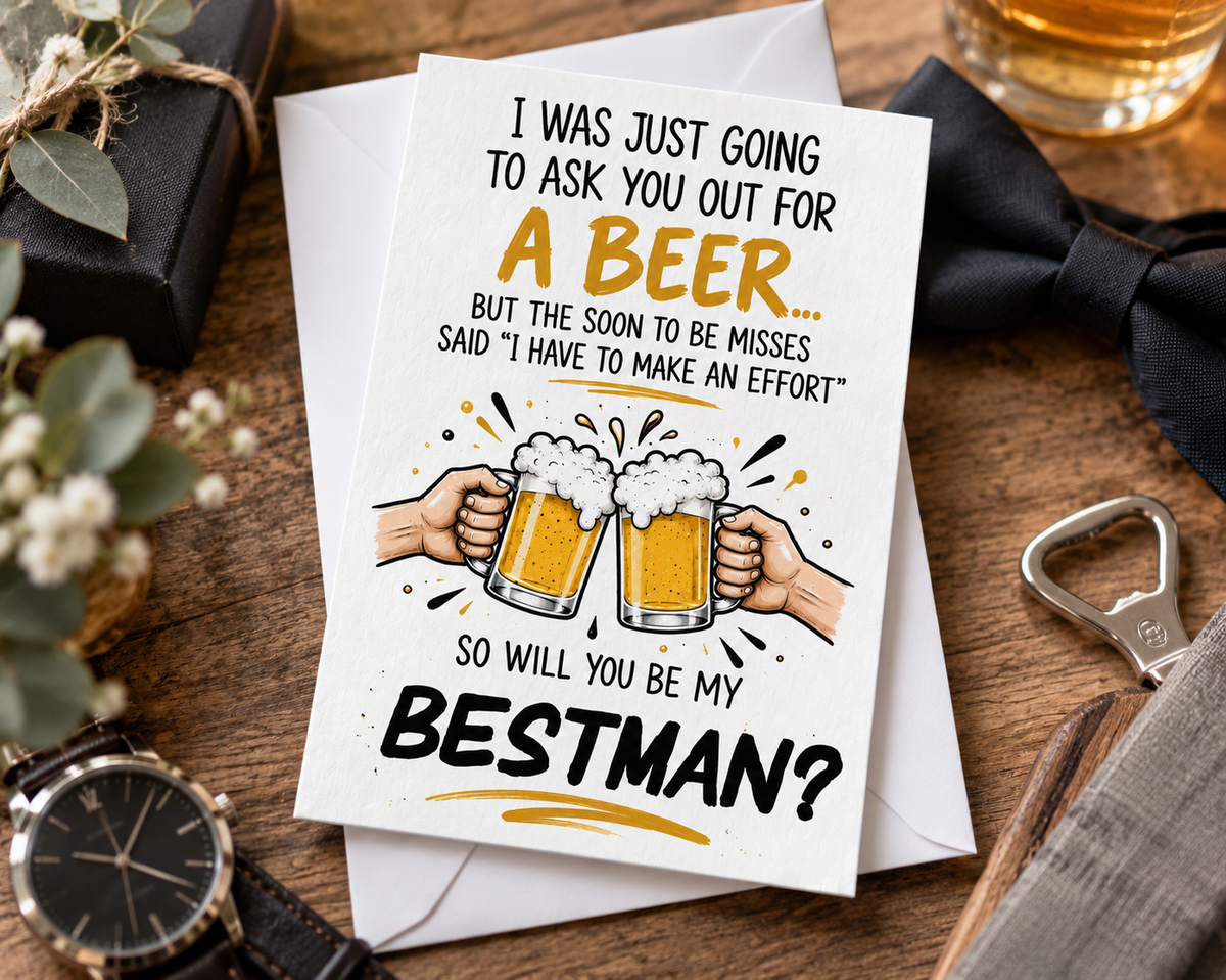 Best Man Proposal Card Funny Beer Groomsman Usher Wedding Party Groom Gift