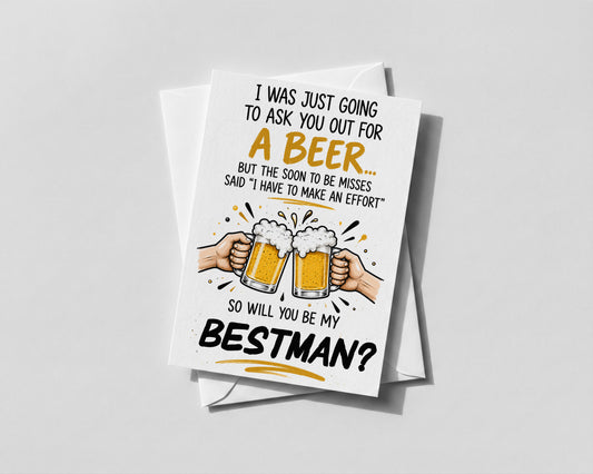 Best Man Proposal Card Funny Beer Groomsman Usher Wedding Party Groom Gift