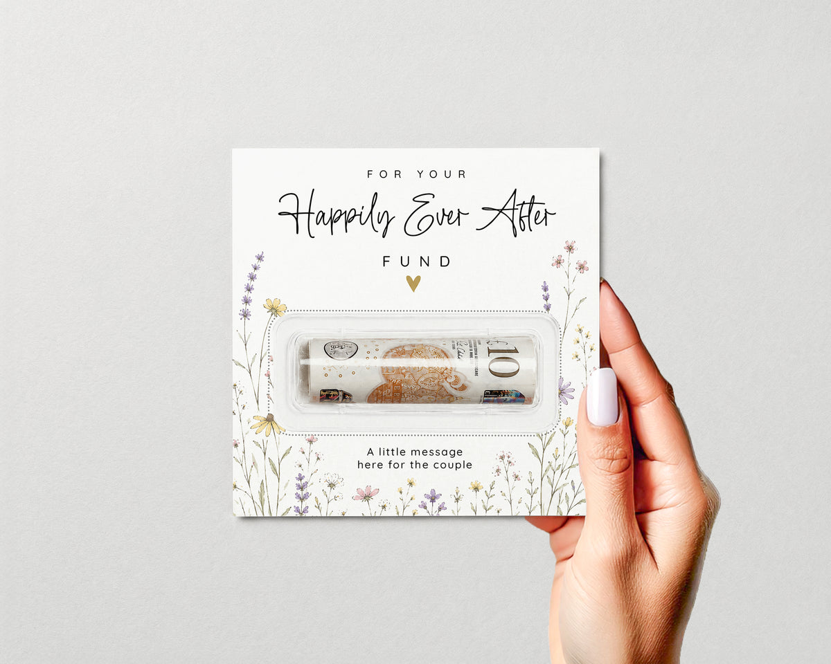 Personalised Wedding Money Holder, Wildflower Cash Gift Card, Newlywed Honeymoon Fund, Couple Keepsake