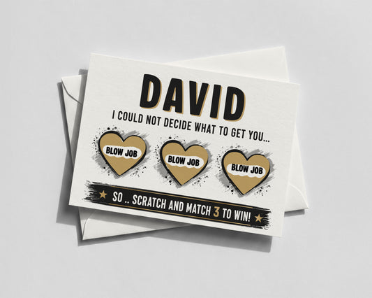 Personalised Naughty Scratch Off Card, Funny Birthday Card for Him, Boyfriend Husband Gift, Cheeky Adult Birthday Surprise